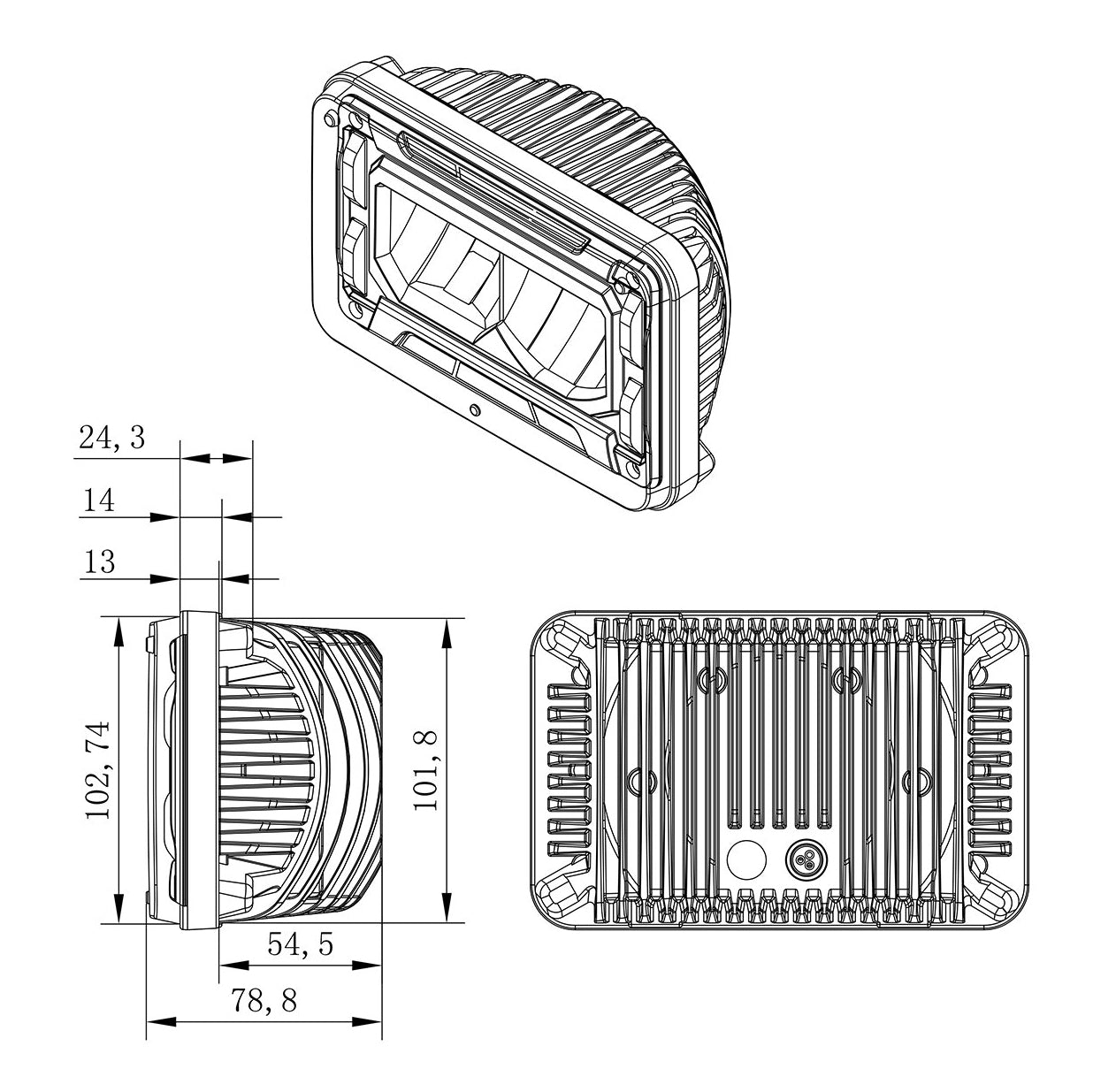 DOT/SAE 4x6 Sealed Beam Replacement LED Headlight (Low Beam), 10-20196